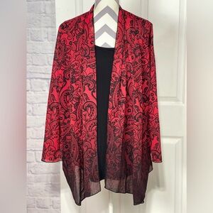 CJ Banks ✨ Plus ✨ Red & Black with Shimmer ✨ Tank with attached Outer Layer ✨ 1X